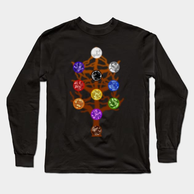 The Tree of Life - Abstract Minimalist Kabbalah Design Long Sleeve T-Shirt by Occult Designs